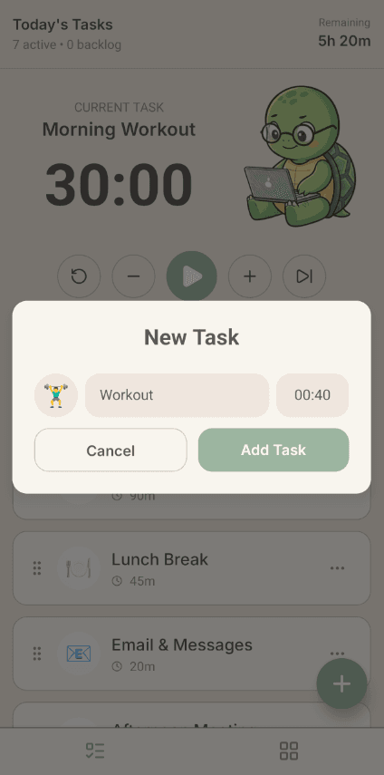 Add Tasks Screen