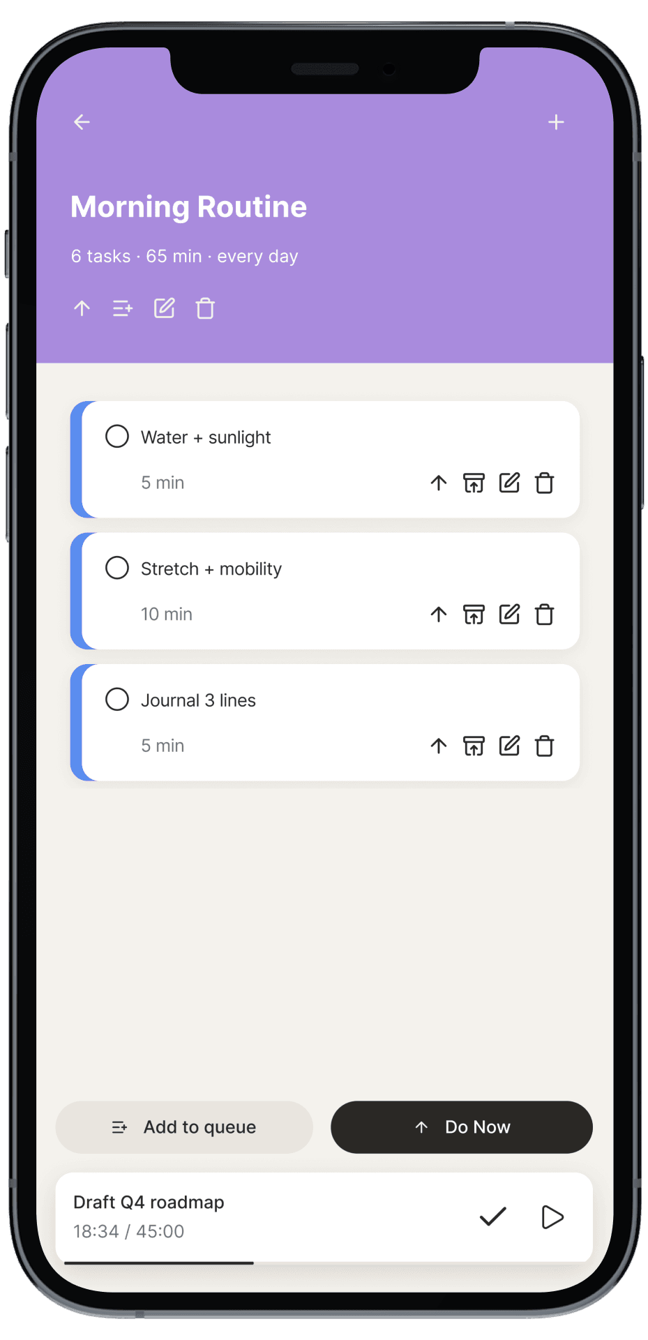 Routines in one tap - Routine builder screen
