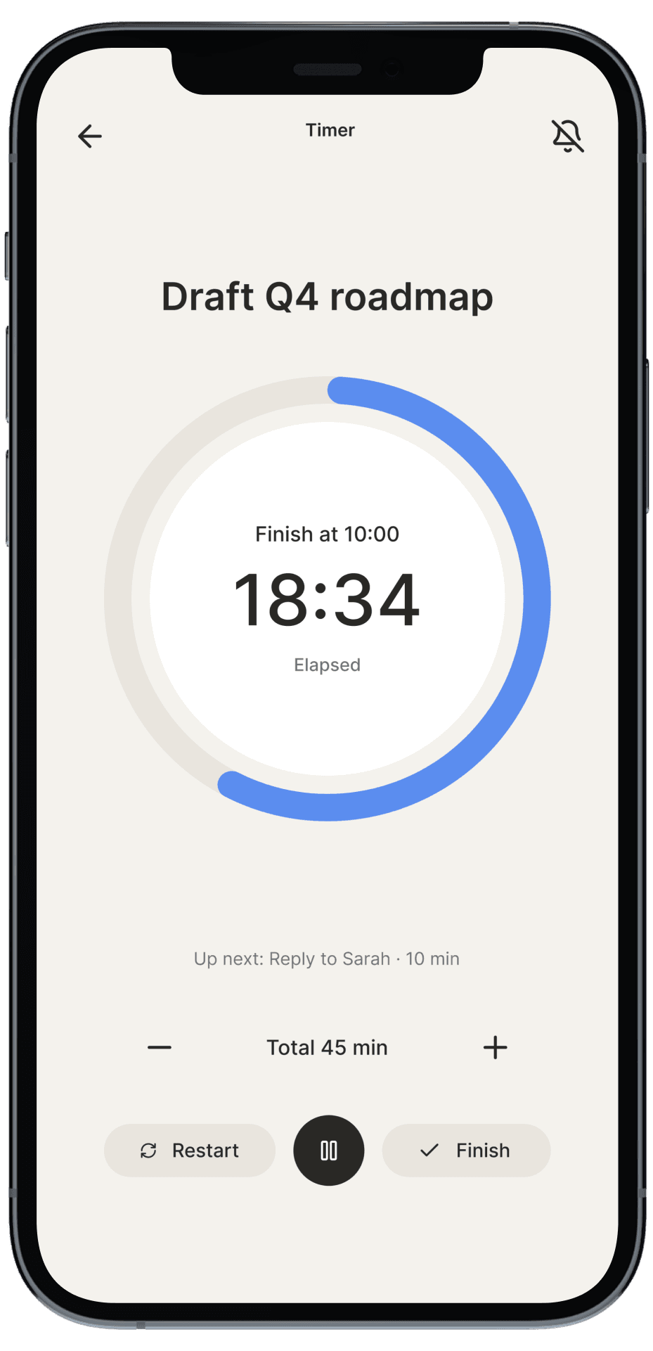 One task at a time - Focus timer screen